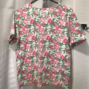 Lily Pulitzer Floral Print T-Shirt 92% Cotton